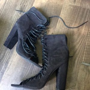 Charlotte Russe lace up suede 4” heels